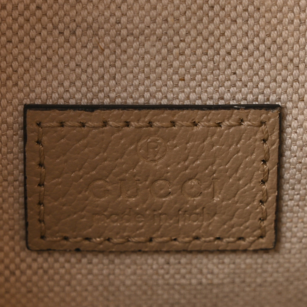 GG Supreme Monogram Textured Dollar Calfskin Web Mini Chain Drawstring Backpack Beige Mystic White Oatmeal
