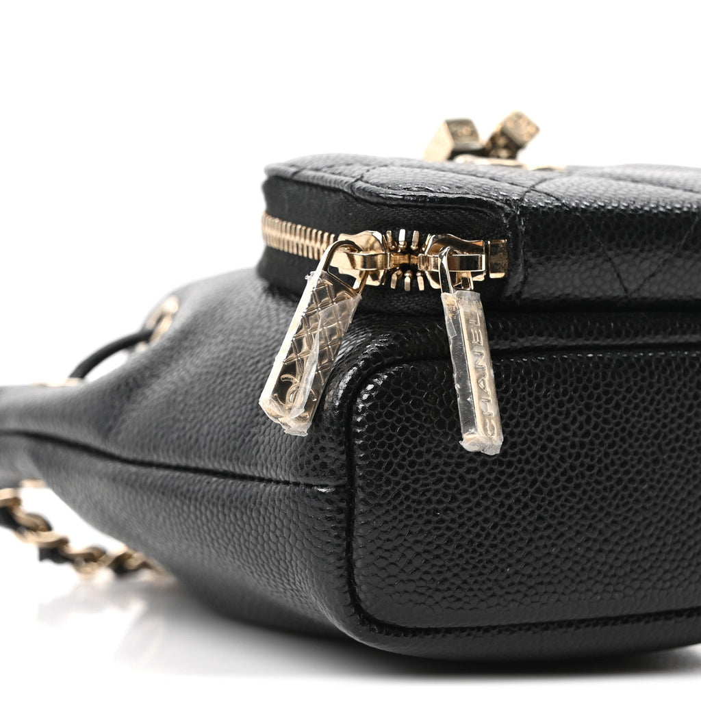 Caviar Quilted Mini CC Pocket Bucket Bag Black