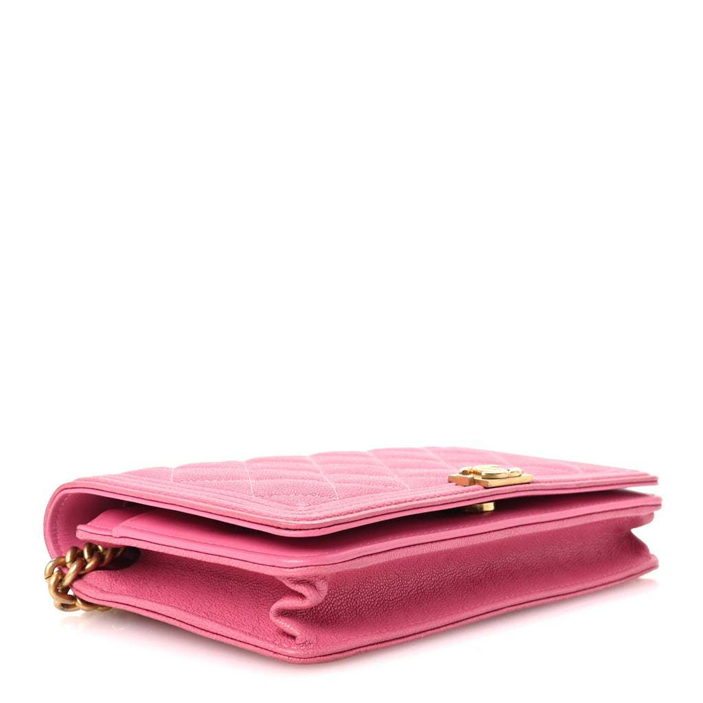 Caviar Quilted Boy Wallet On Chain WOC Pink