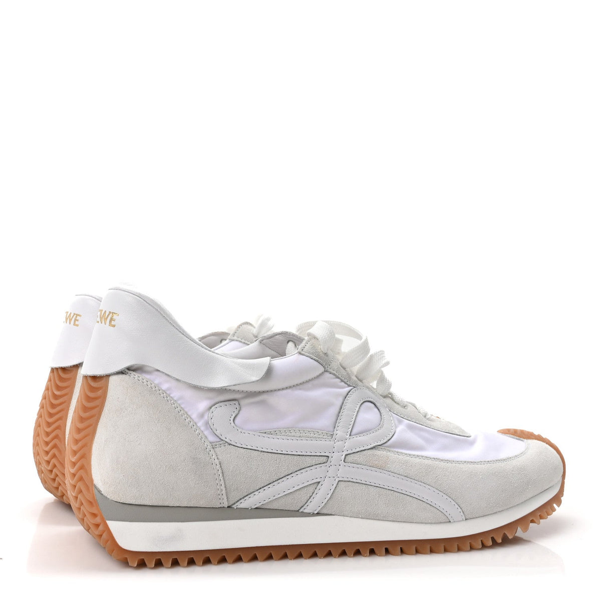 Nylon Suede Mens Flow Retro Runner Sneakers 45 White