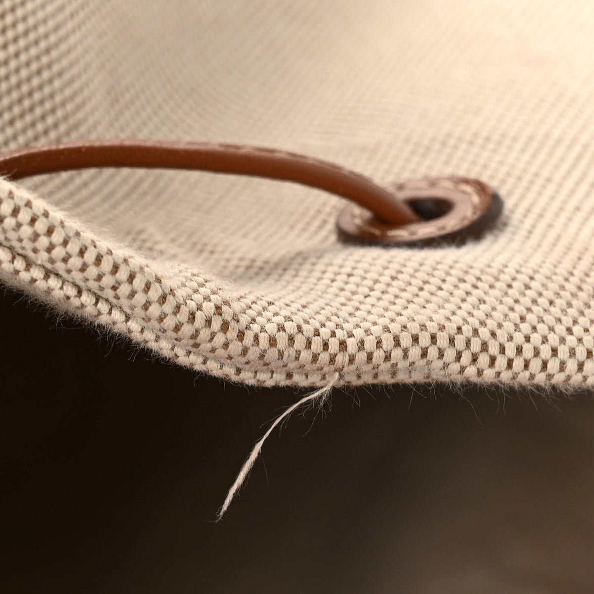Canvas Calfskin Bucket Bag Natural Brandy