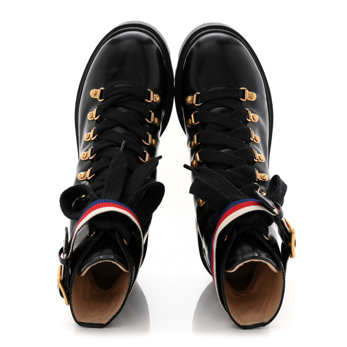 Calfskin Sylvie Web Womens Lace Up Combat Boots 38 Black