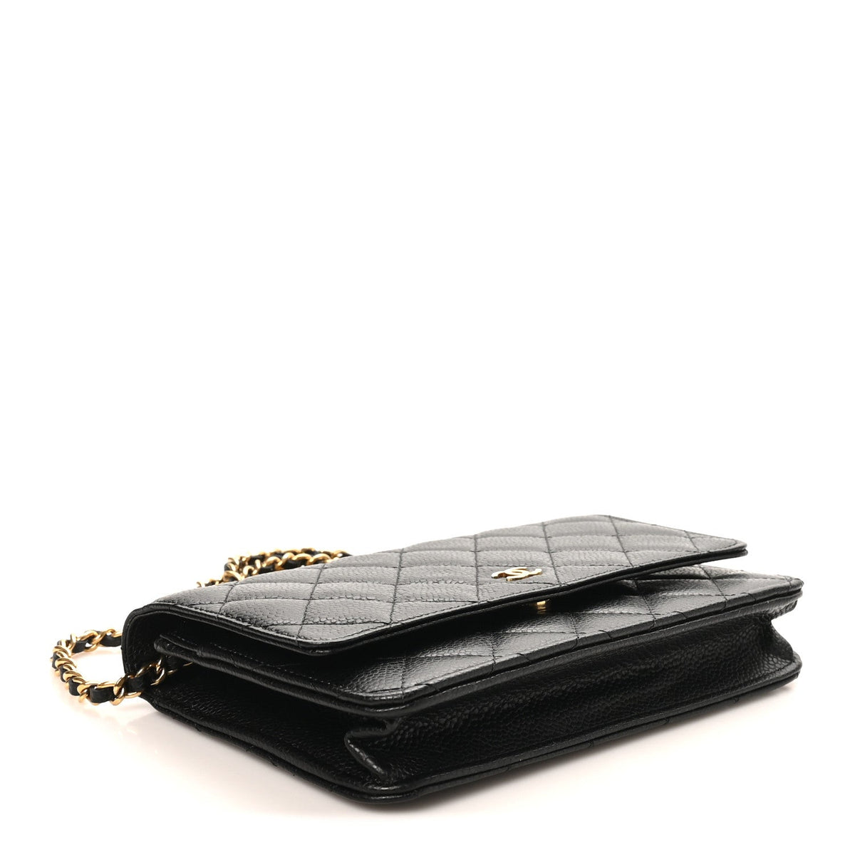 Caviar Quilted Wallet on Chain WOC Black
