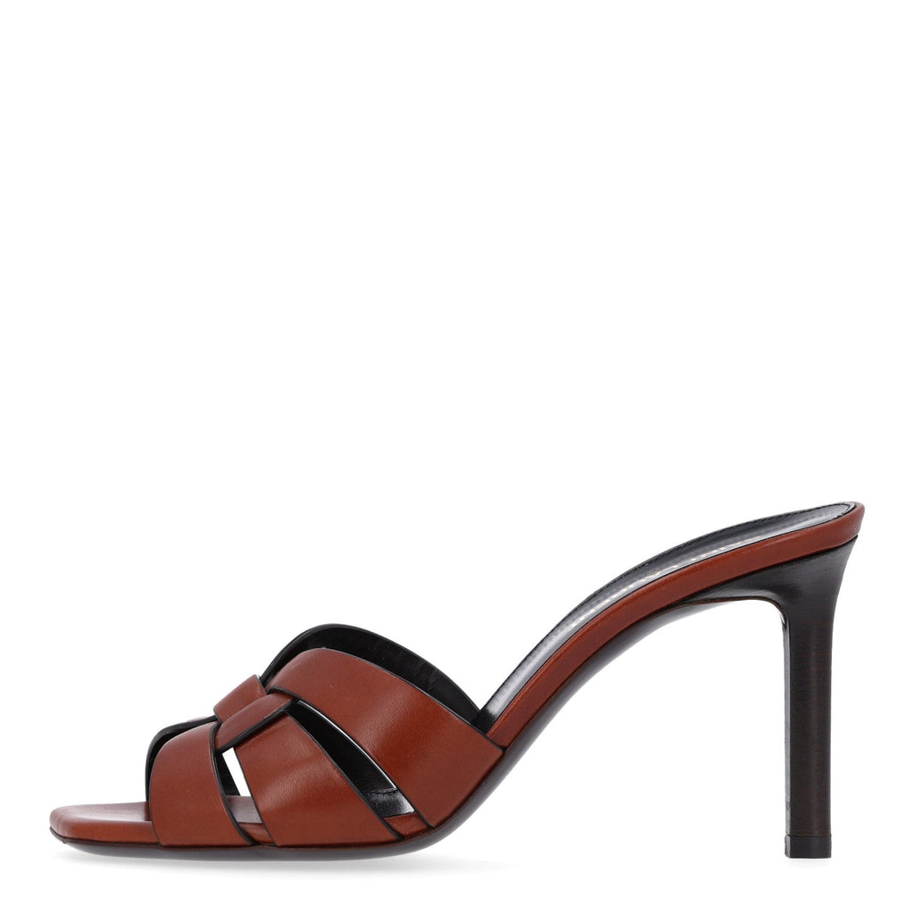 Calfskin Tribute 85 Slide Sandals 36 New Papaya