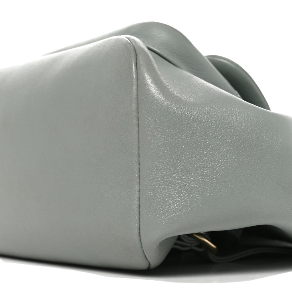 Lambskin Quilted Large Duma Drawstring Backpack Grey