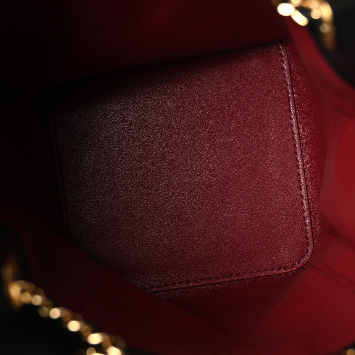Lambskin Quilted Mini Bucket Bag With Chain  Black