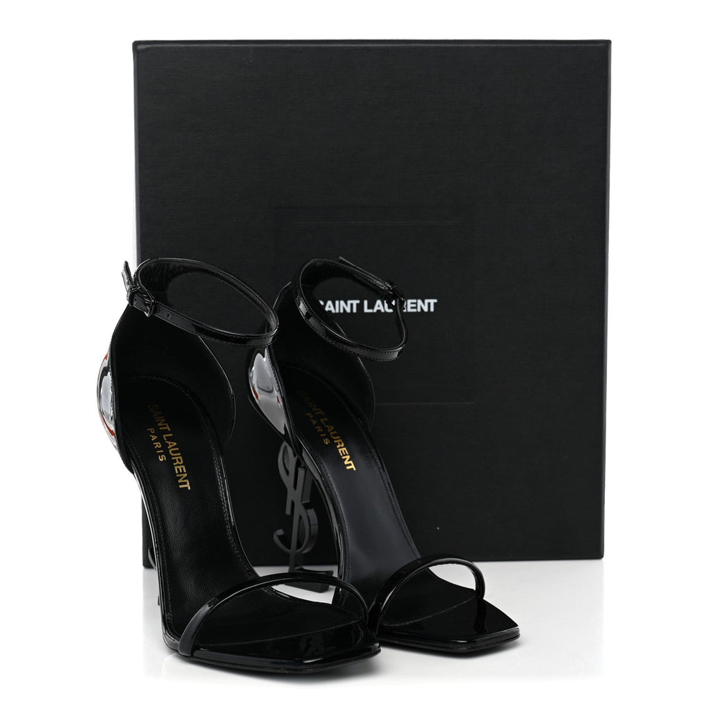 Patent Calfskin Opyum 110 Sandals 37.5 Black