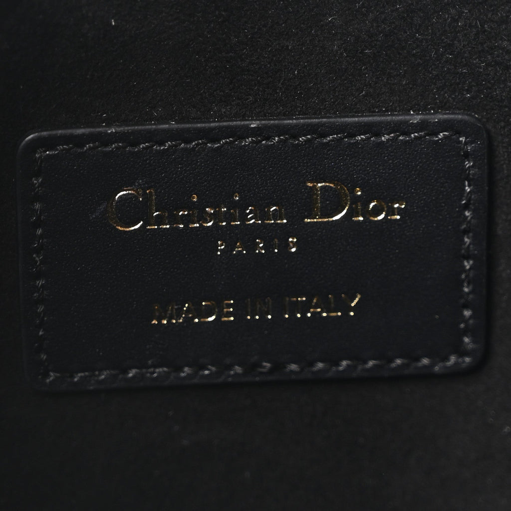 Calfskin CD Embossed Medium C'est Chain Bucket Bag Black