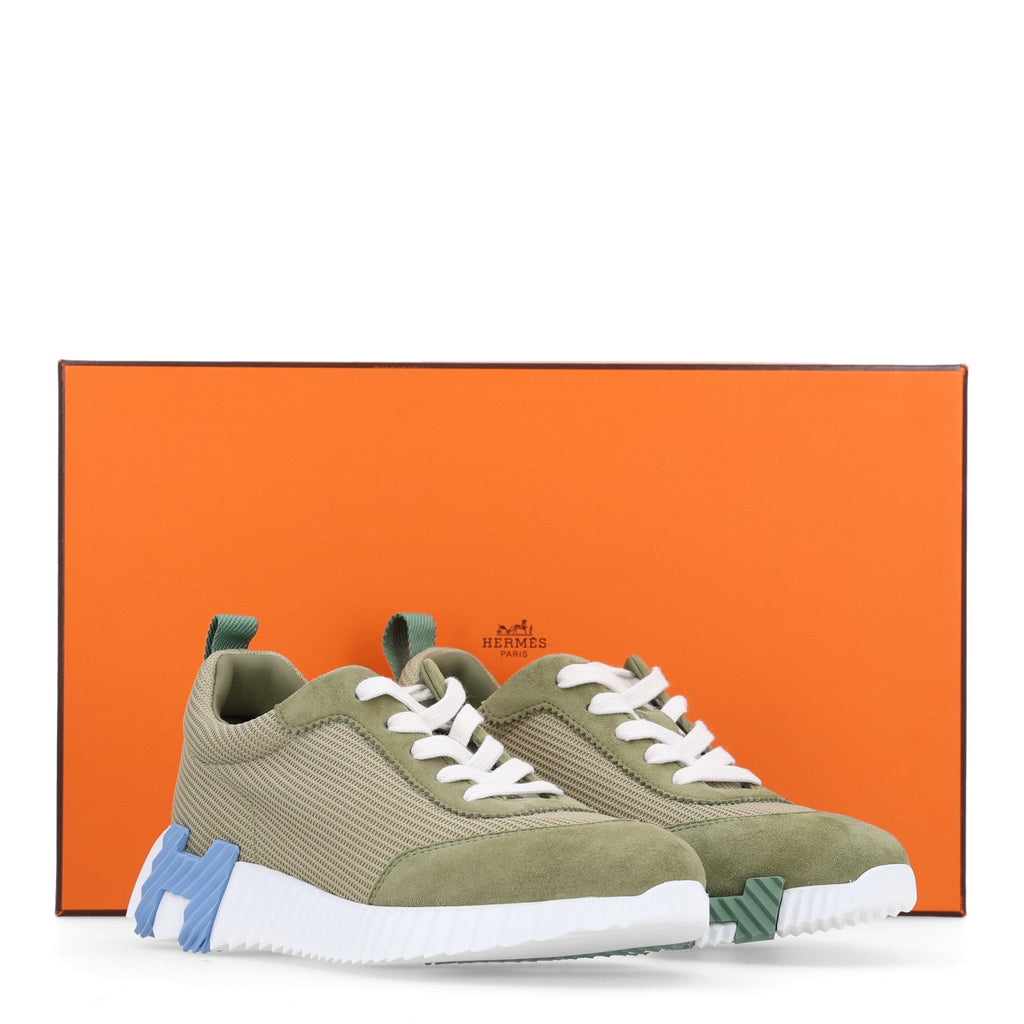 Technical Mesh Suede Goatskin Bouncing Sneakers 35 Vert Celadon
