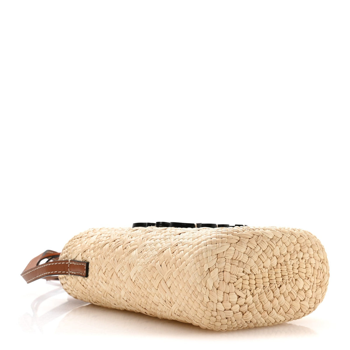Calfskin Raffia Paulas Ibiza Square Bucket Bag Natural Tan