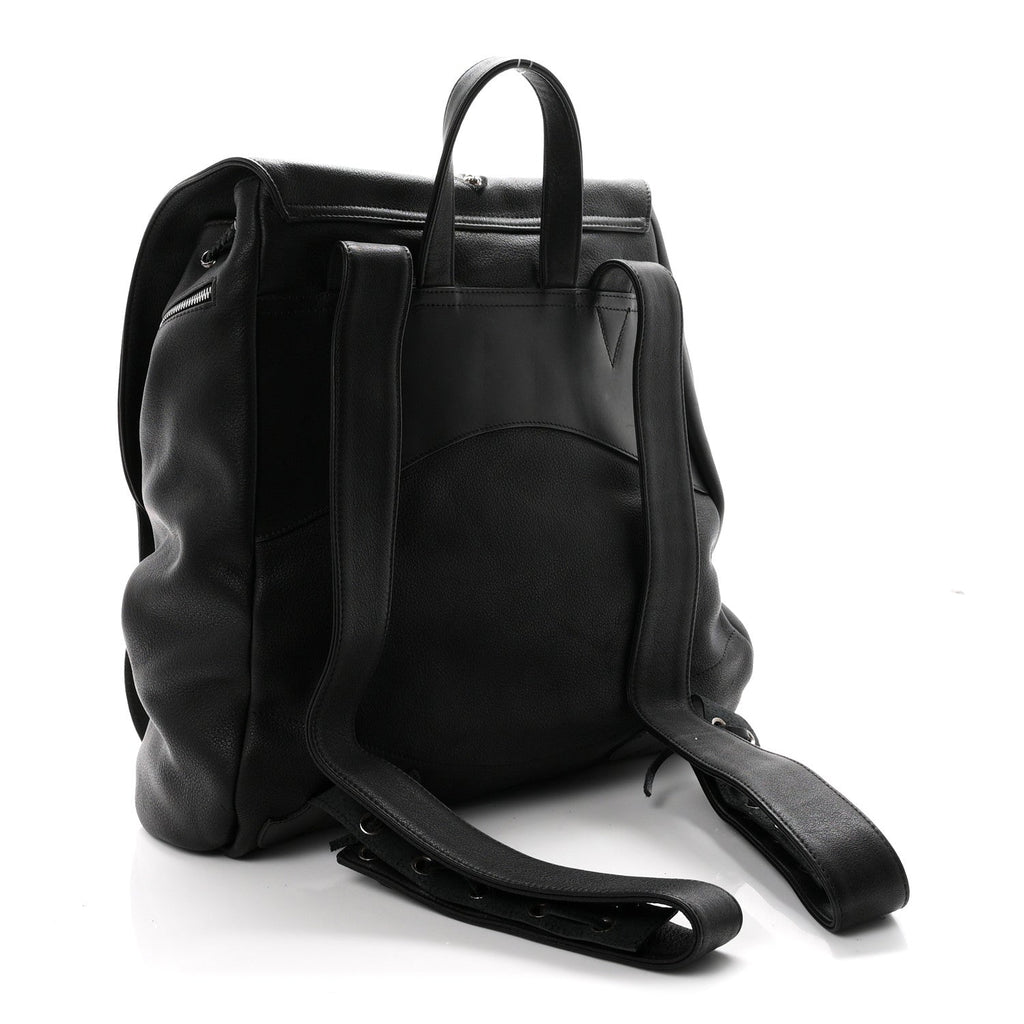 Calfskin Cross Patch Feurknee Backpack  Black