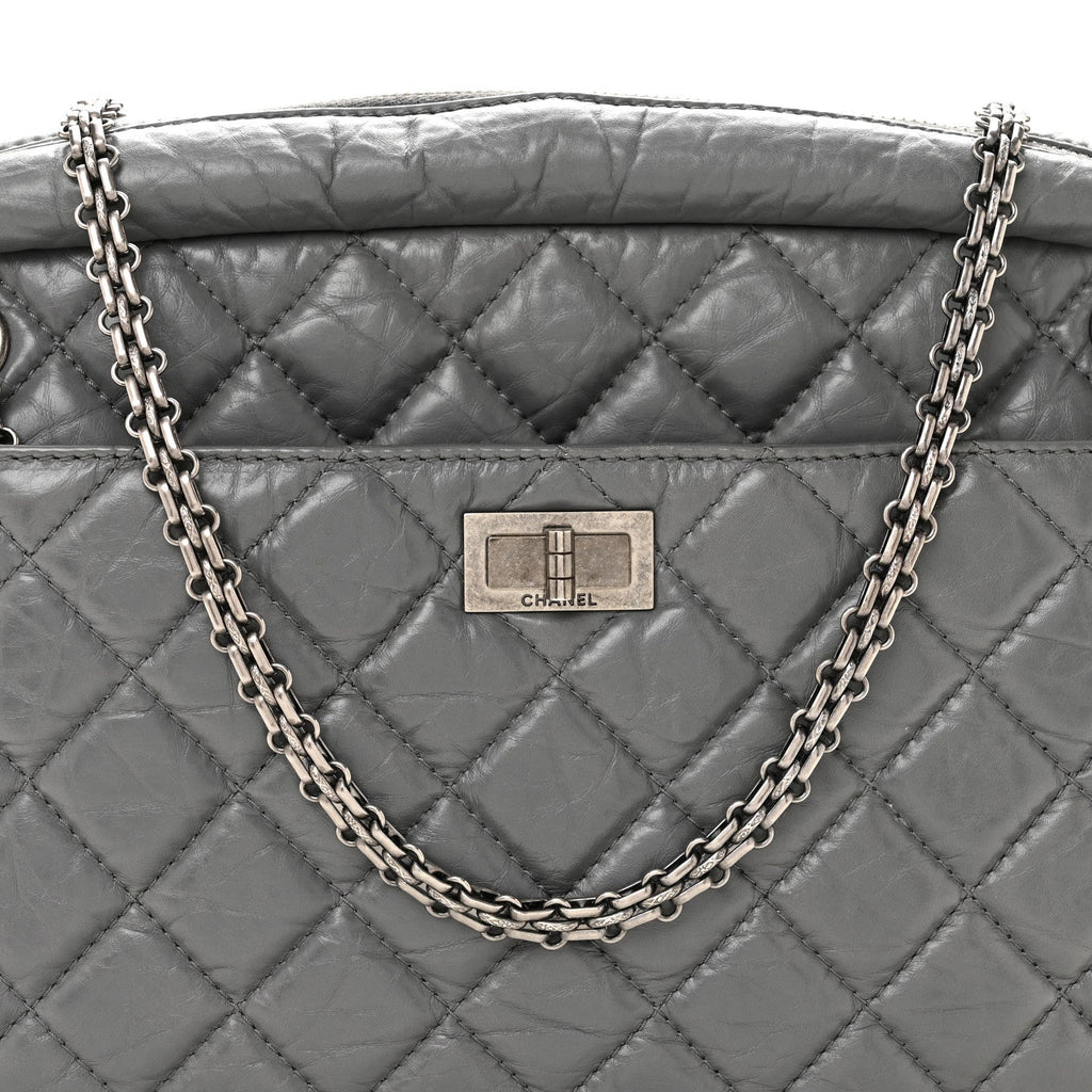Aged Calfskin Quilted Large Reissue Camera Case Grey