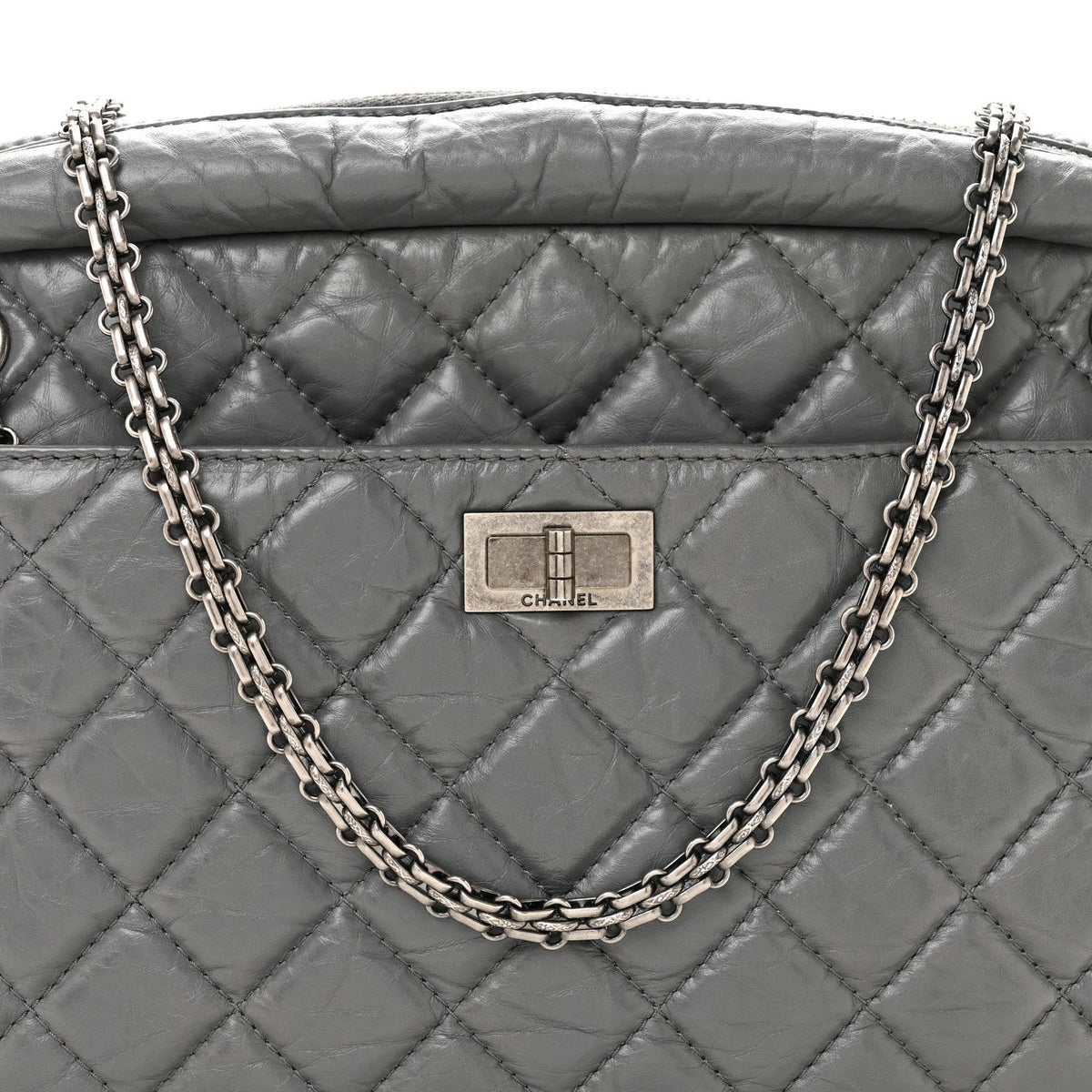 Aged Calfskin Quilted Large Reissue Camera Case Grey