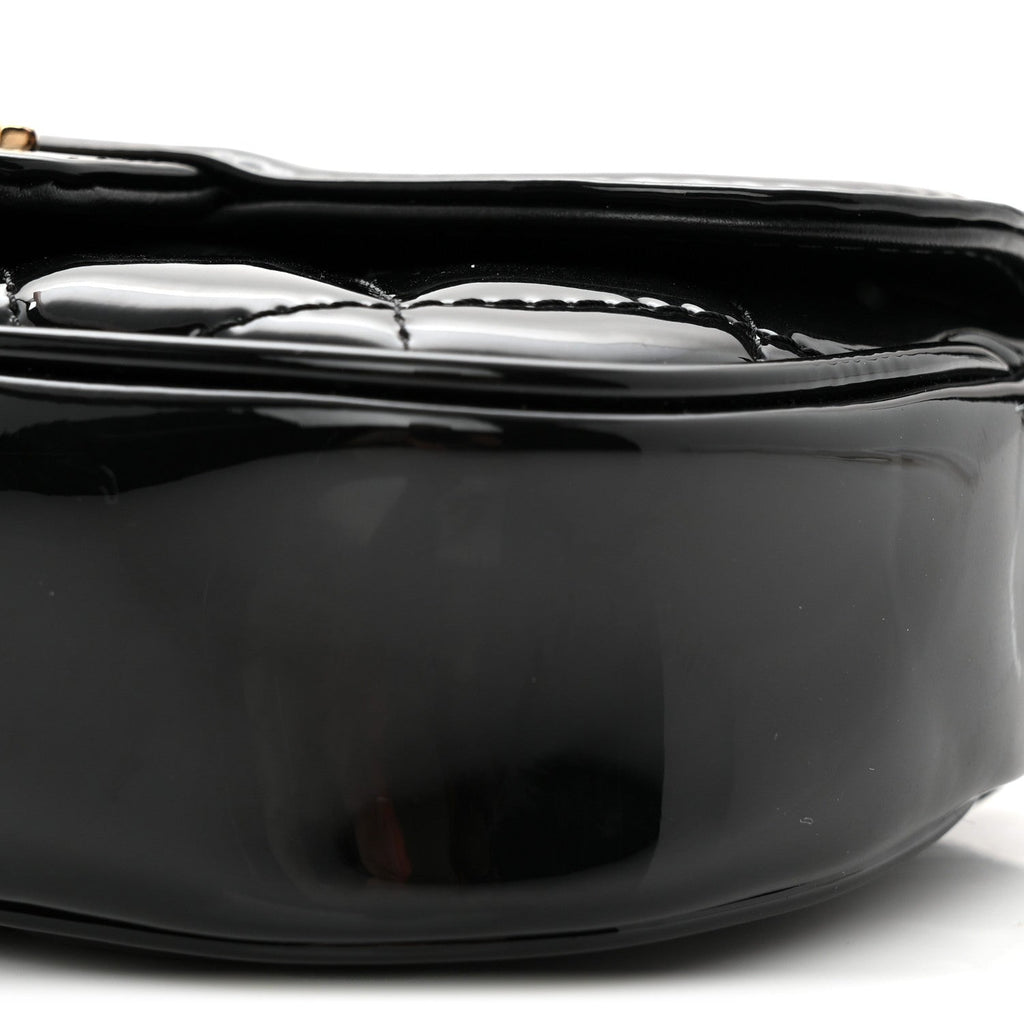 Patent Calfskin Quilted Mini Clutch Black