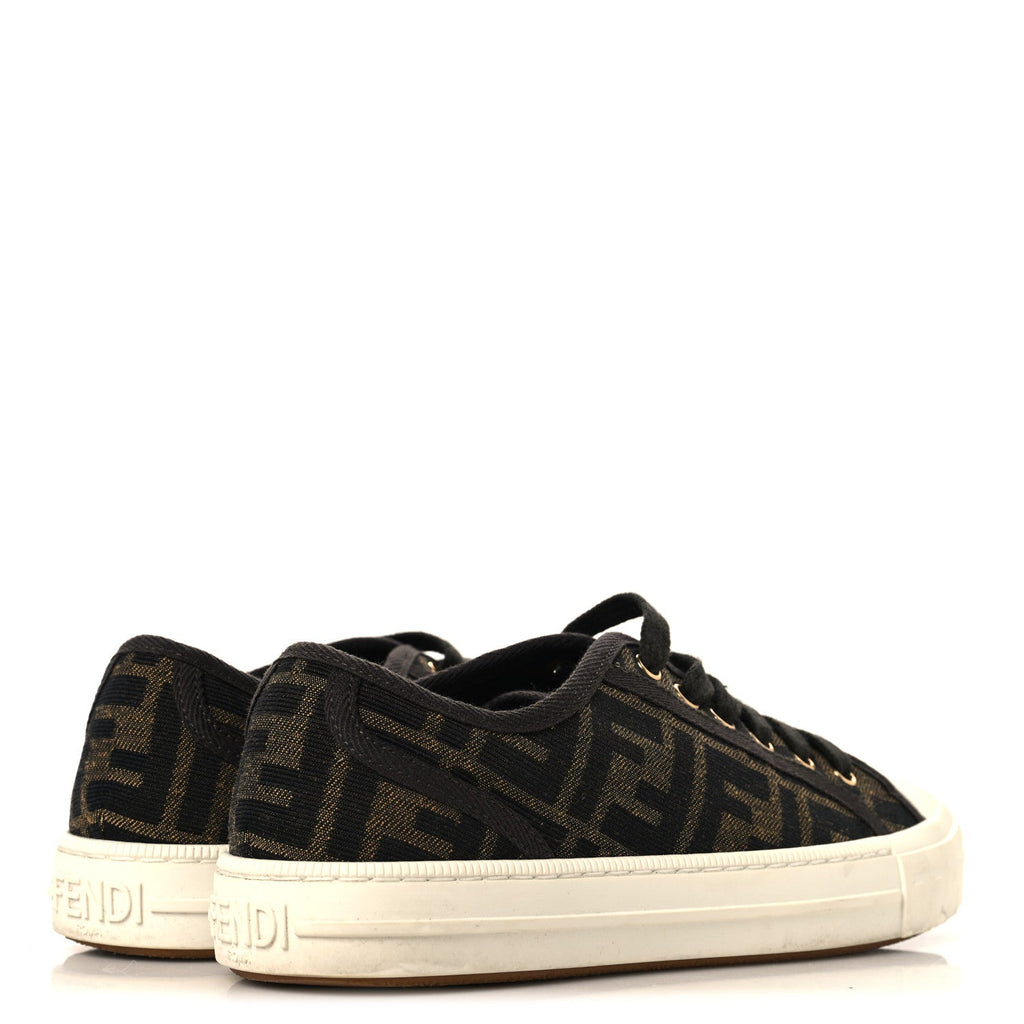 Fabric Jacquard FF Womens Domino Low Top Sneakers 36 Tobacco