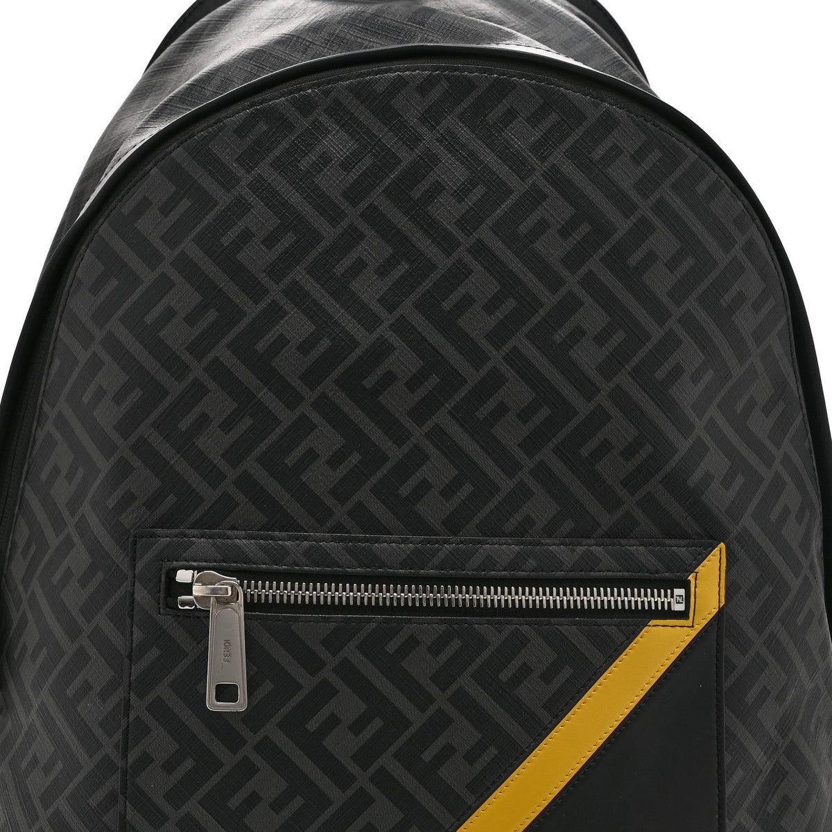Glazed Fabric Vitello King FF 1974 Diagonal Medium Chiodo Backpack  Black Sunflower