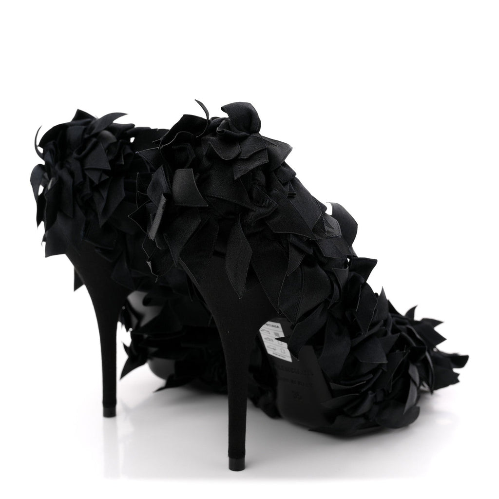 Satin Pointed Marie A Bows All Over 110mm Pumps  35 Black