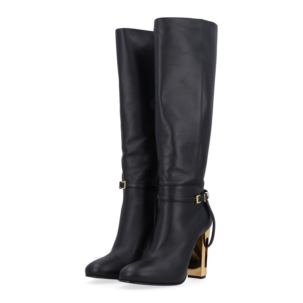 Vitello Delfina Knee High Boots 38.5 Black