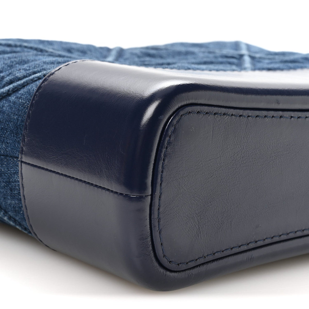 Denim Calfskin Quilted Medium Gabrielle Logo Hobo Blue