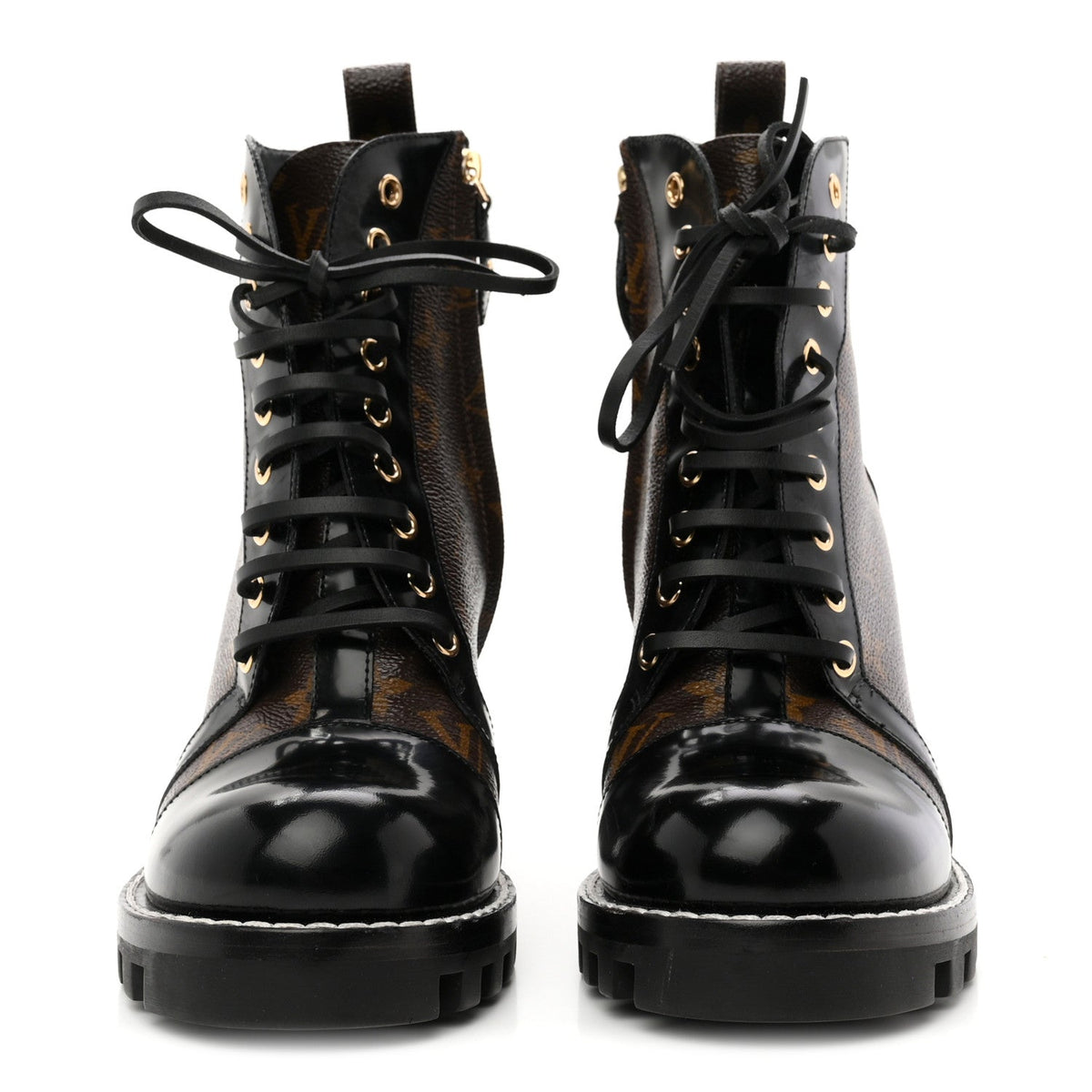 Patent Calfskin Monogram Star Trail Ankle Boots 39 Black